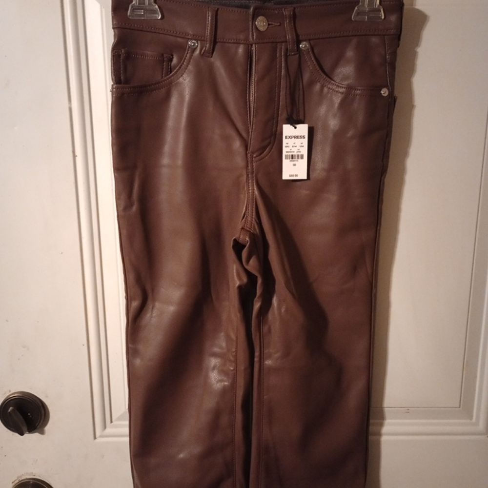 Express Brown Leather Pants